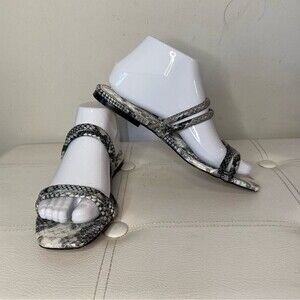 Express Gray White Snake Print Square Toe Sandals Size 7